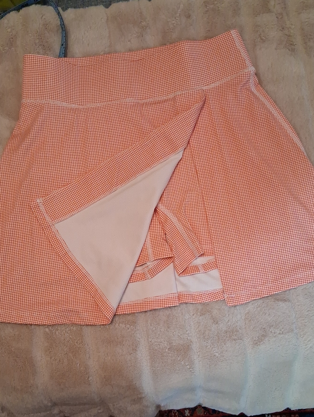 Lou & Grey Orange Gingham Skort with Built-In Shorts
